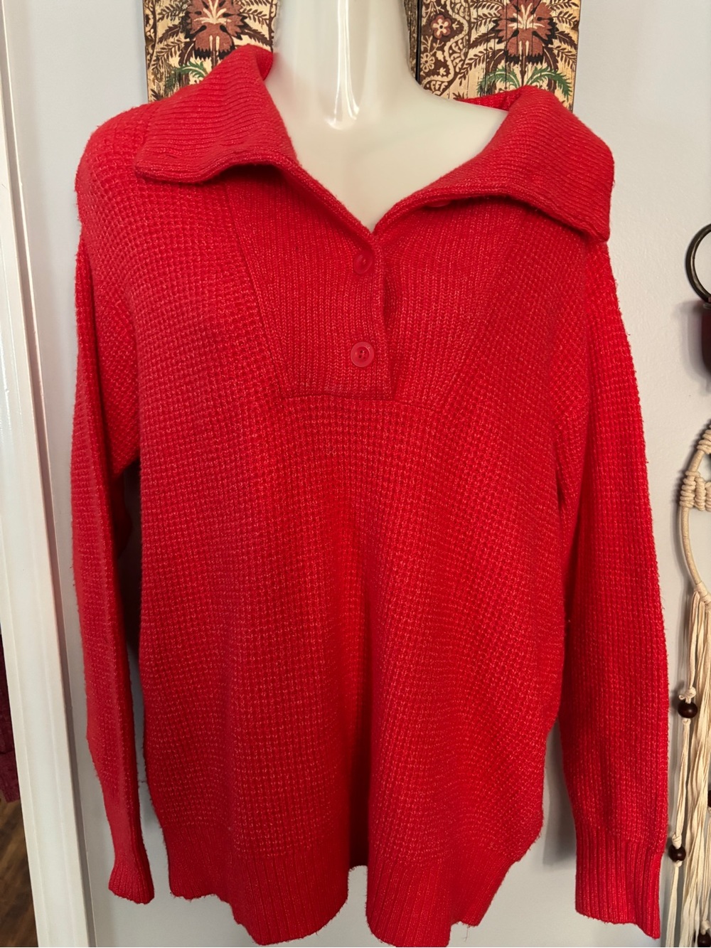 Aerie XXS NWT 1/4 button down waffle sweater OVERSIZED